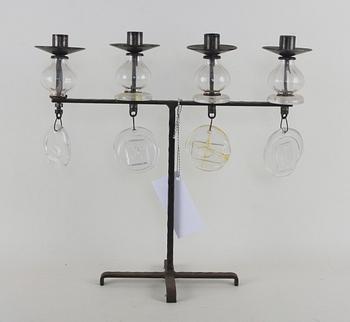 KANDELABER, smide och glas, Erik Höglund.