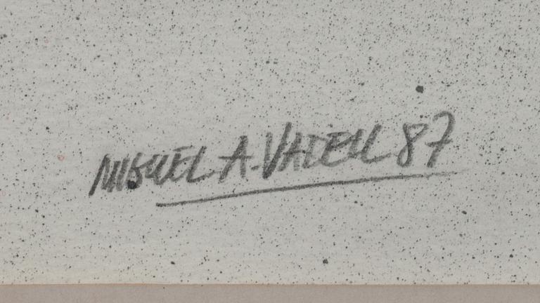 OKÄND KONSTNÄR, Miguel Vadell, blandteknik på papper, signerad och daterad -87.