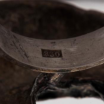Helky Juvonen, armband och ring, silver, 1970-tal.