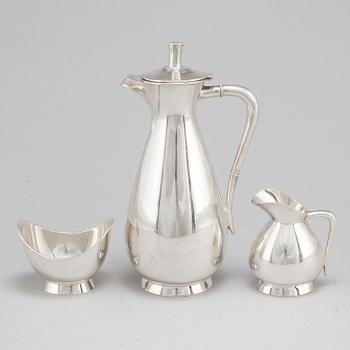A three piece sterling silver coffee set, Germany. 20th century.