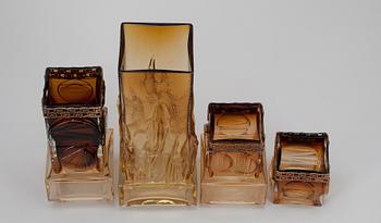 VASER, 4 st, glas, 3 st signerade Pentti Sarpaneva. Kumela, Finland 1960-1980-tal.