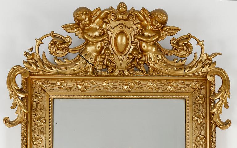 SPEGEL MED KONSOLBORD, nyrenässans, sent 1800-tal.