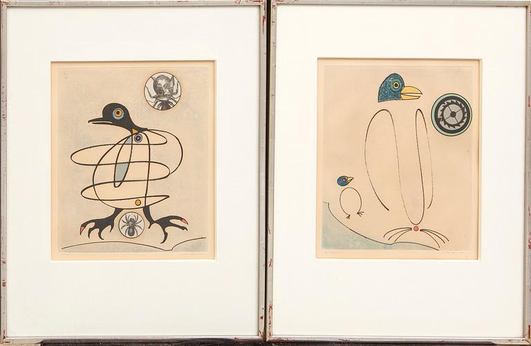 Max Ernst,  a set of eight etchings with collage signed and numbered 31/100.