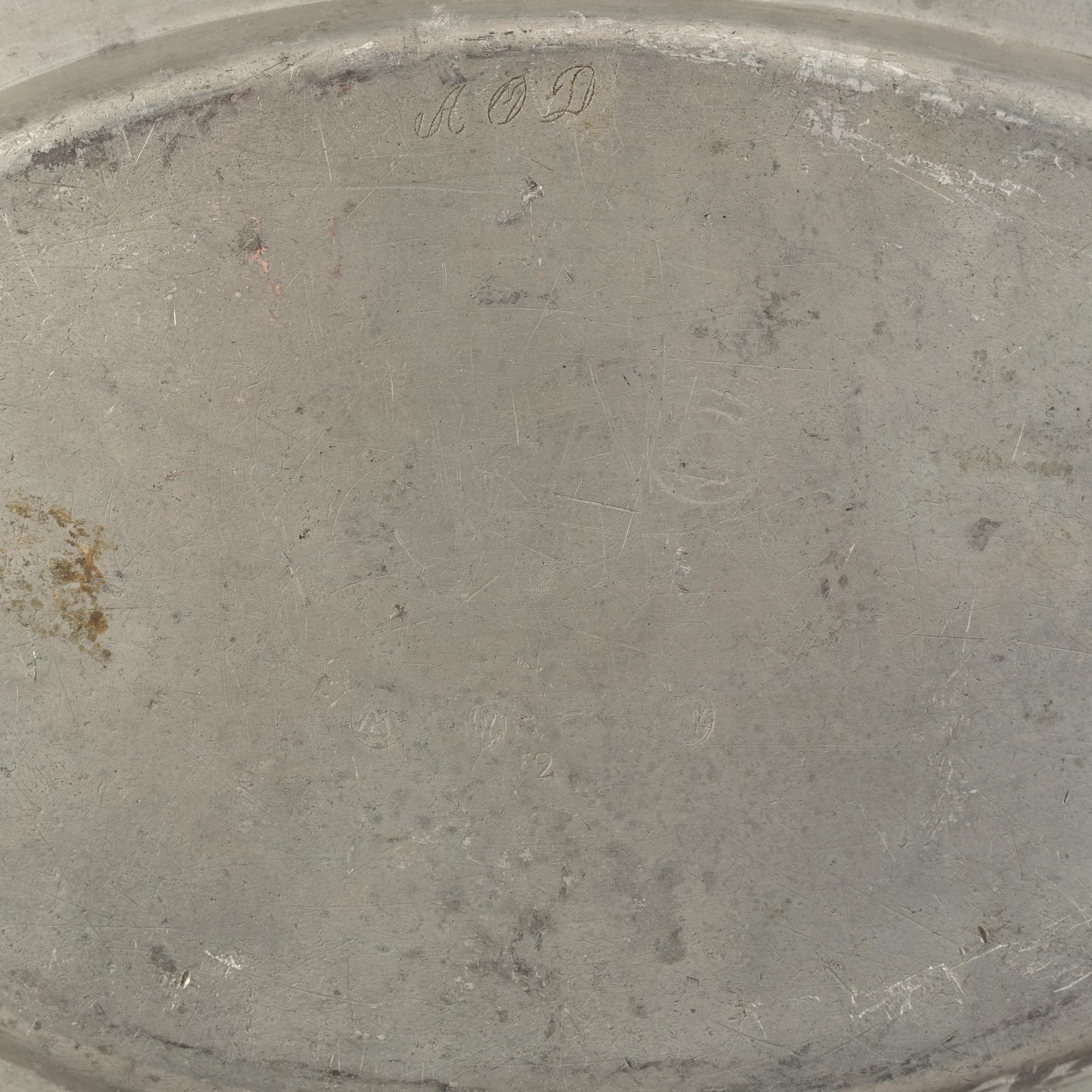 A group of six pewter dishes, different makers mark, most early 19th Century, Swedish/English.