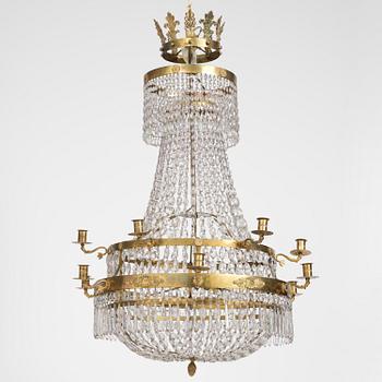 A Swedish Empire twelve-branch chandelier, Stockholm, early 19th century.