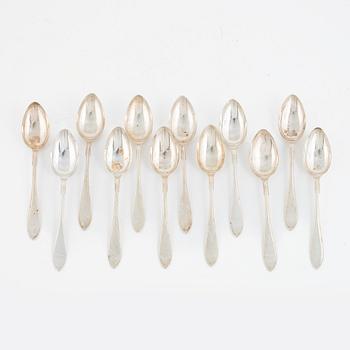 Twelve Swedish Silver Spoons, mark of GAB, Stockholm 1922.