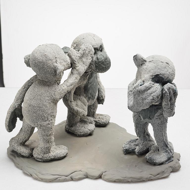 Mårten Medbo, a stoneware sculpture "Schoolyard Monkeys", signed and dated 2010.