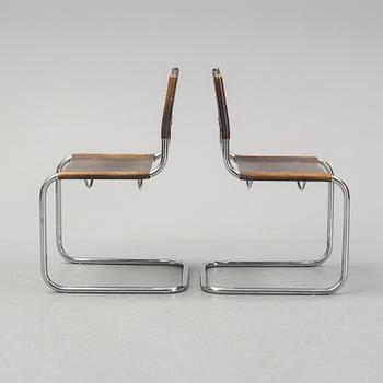 Six Fasem leather and tubular steel chairs, Italy, 1985.