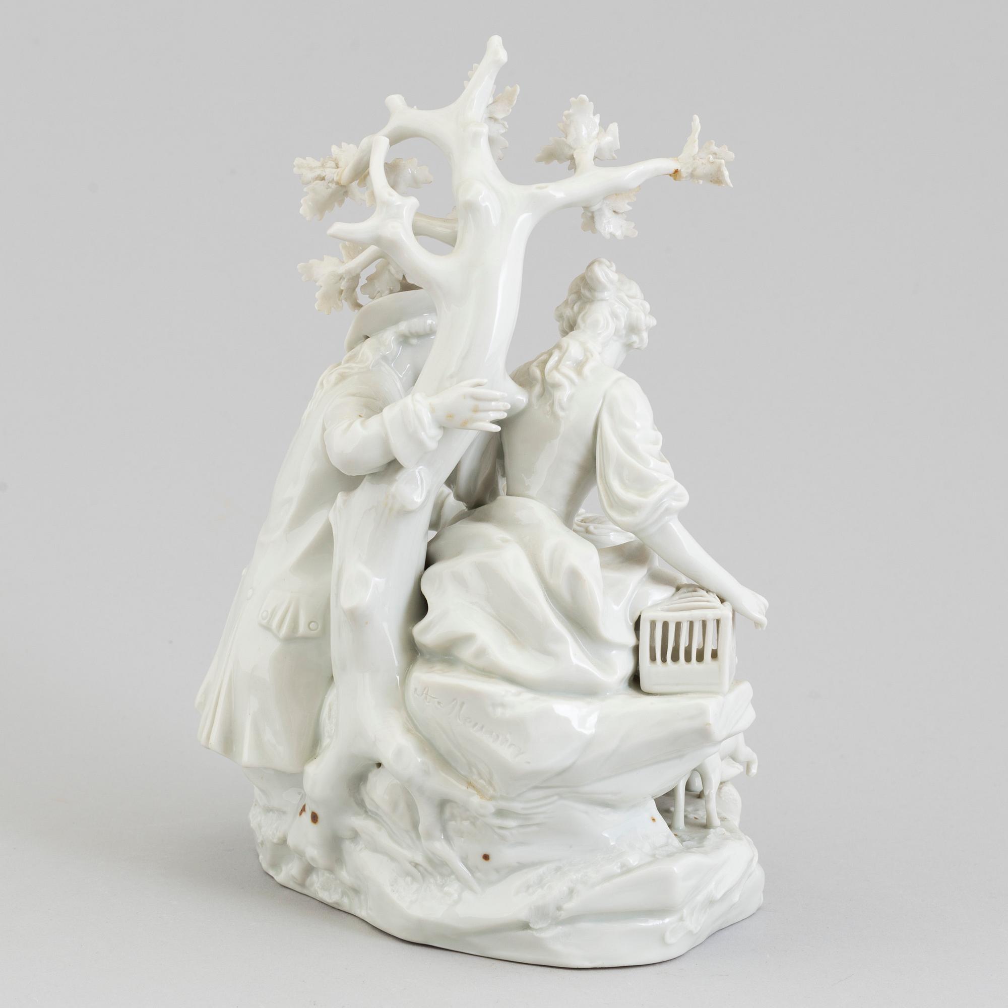 A white glazed porcelain figure, unknown manufactory, 20th Century.
