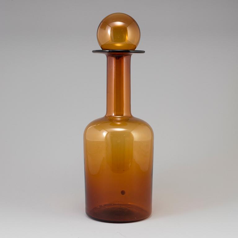 A 20th century glass flask with large stopper design Otto Brauer for Kastrup/Holmegaard, Denmark.