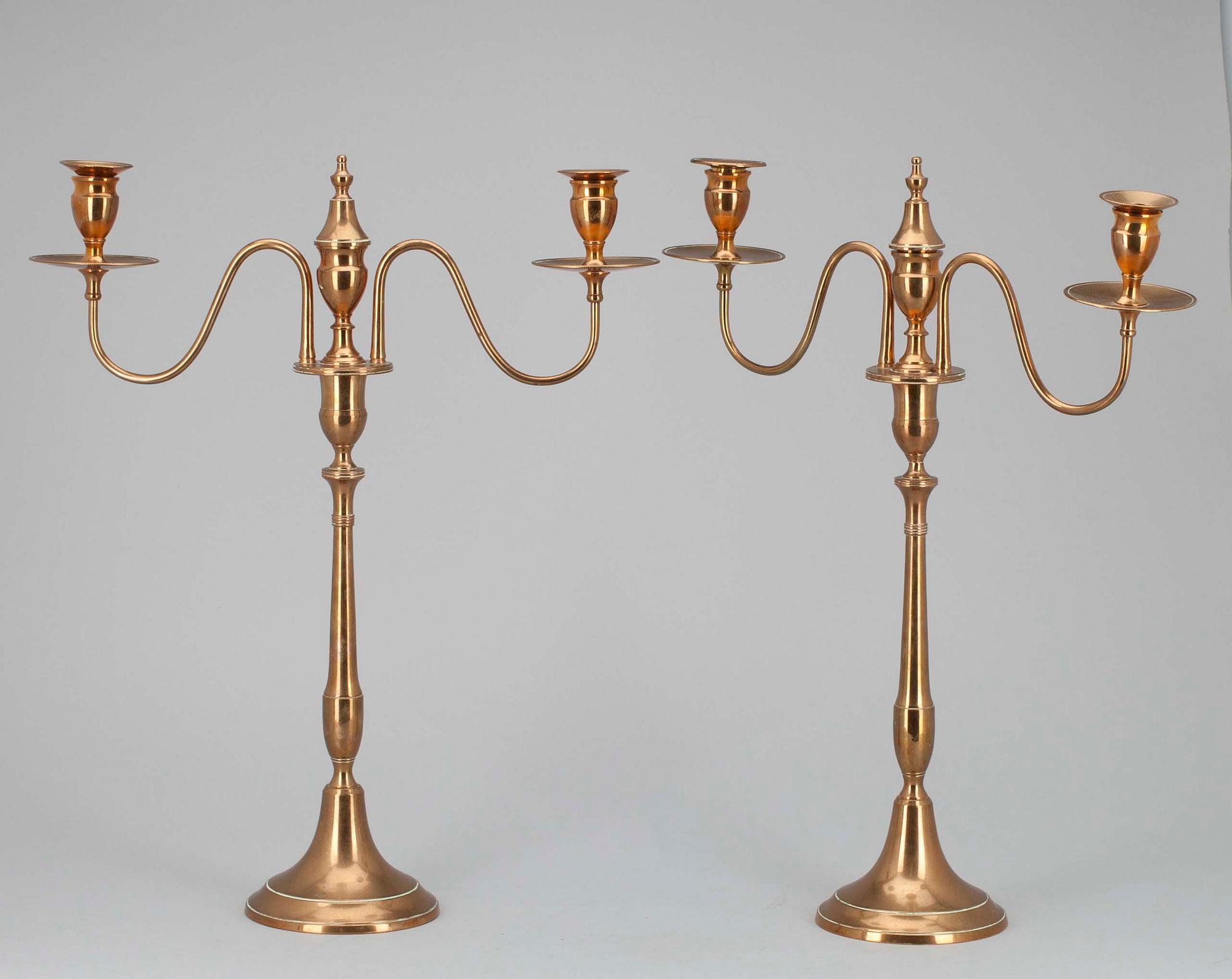 KANDELABRAR, ett par, mässing 1800-tal.