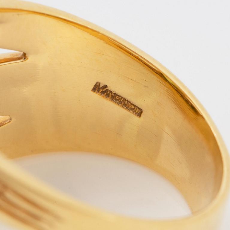 Ring 18K guld med hjärtformad och fasettslipad ametist och peridot.