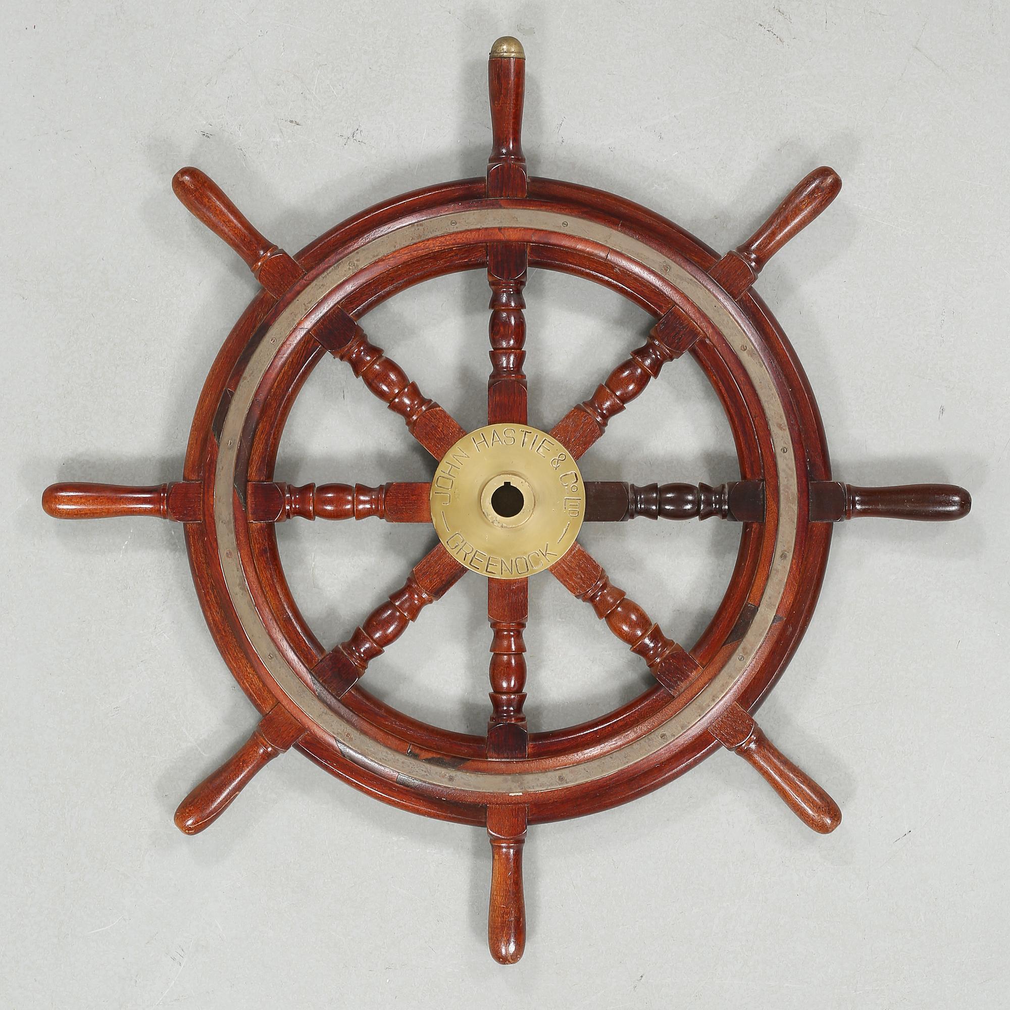 A ship wheel from John Hastie & Co, Greenrock, 20th century