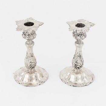 Christian Hammer, a pair of silver candlesticks, Stockholm, 1859.