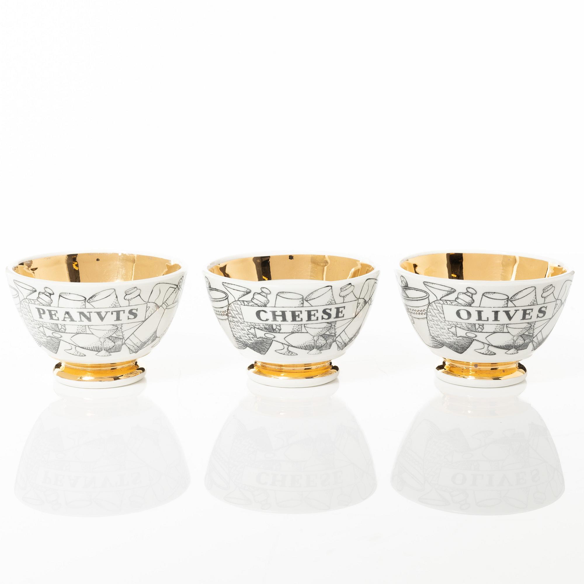 Piero Fornasetti, six bowls, Fornasetti, Milan, Italy.