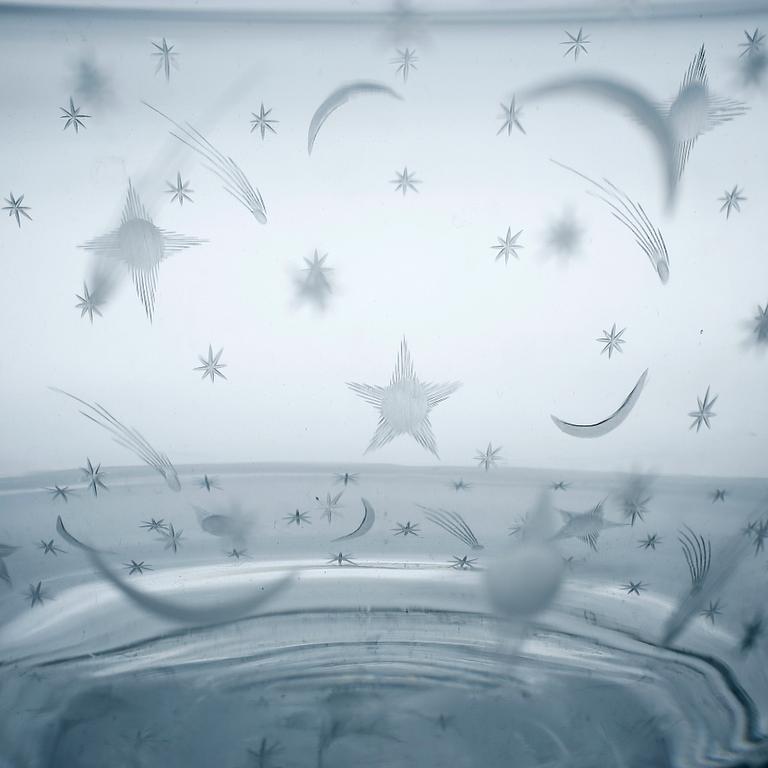 SKÅL samt FAT, 2 st, "Stjärnhimmelsmönstret", Edward Hald, 1920-tal.