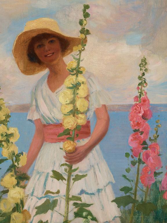 Herman Österlund, Kvinna med stockrosor. (Sommar, Arild).