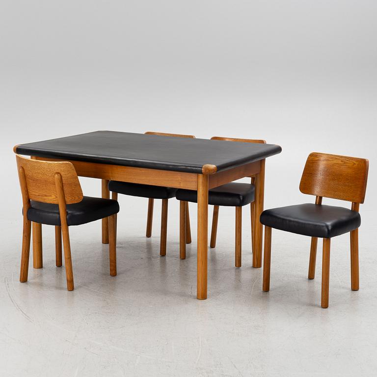 Viggo S. Jorgensen & Hans-Christian Hansen  dining table with 4 chairs, cabinetmaker Erhard Rasmussen, Denmark 1935.