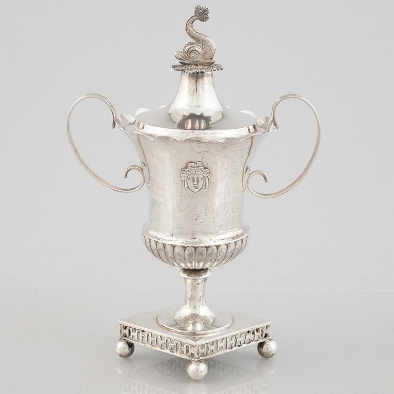 A Swedish silver Empire sugarbowl, mark of Petter Adolf Sjöberg, Stockholm 1813.