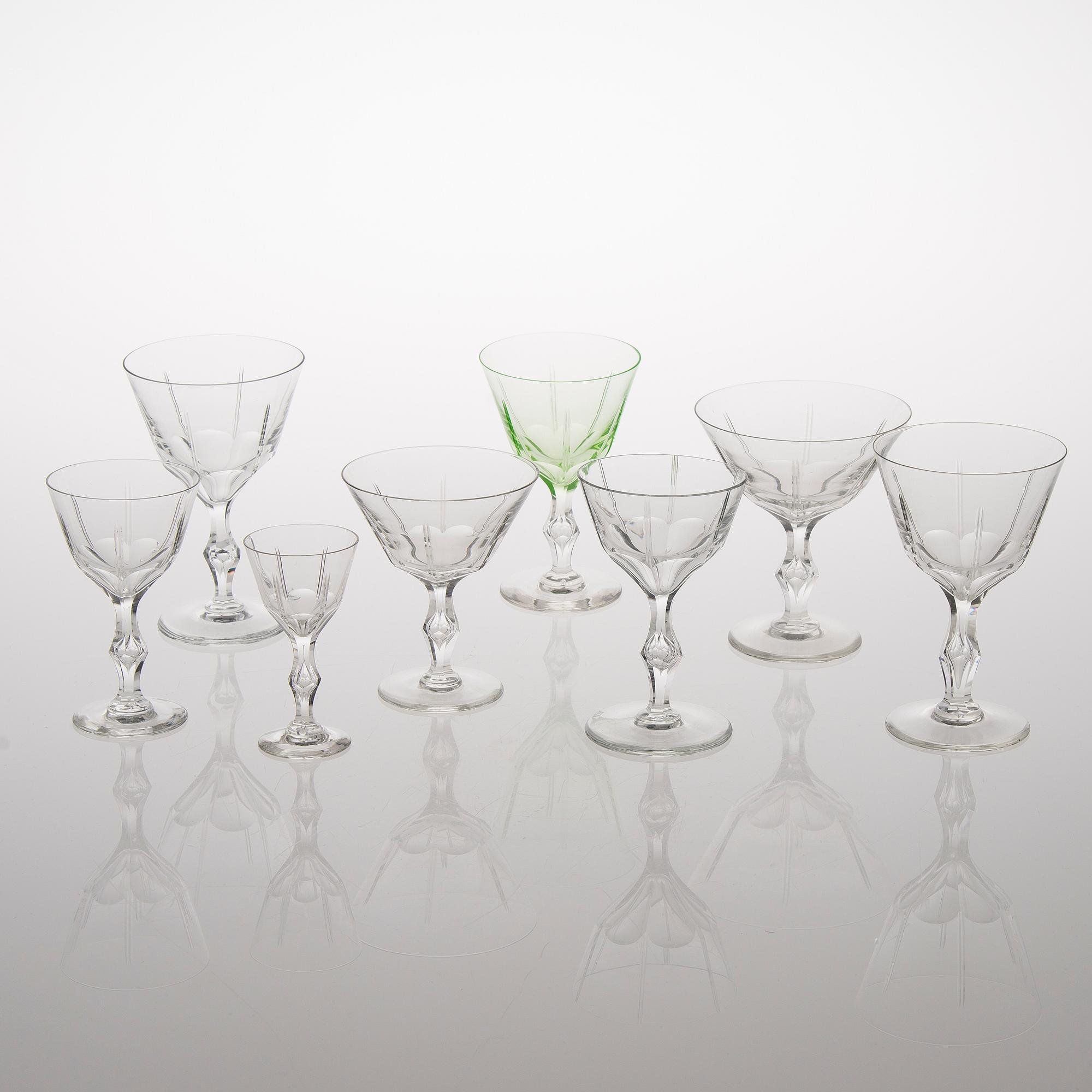 A 72-piece set of footed glassware from the first half of the 20th Century.