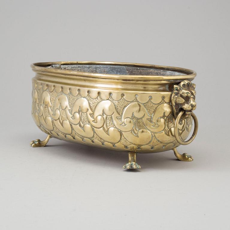 A 19th century brass jardiniere.