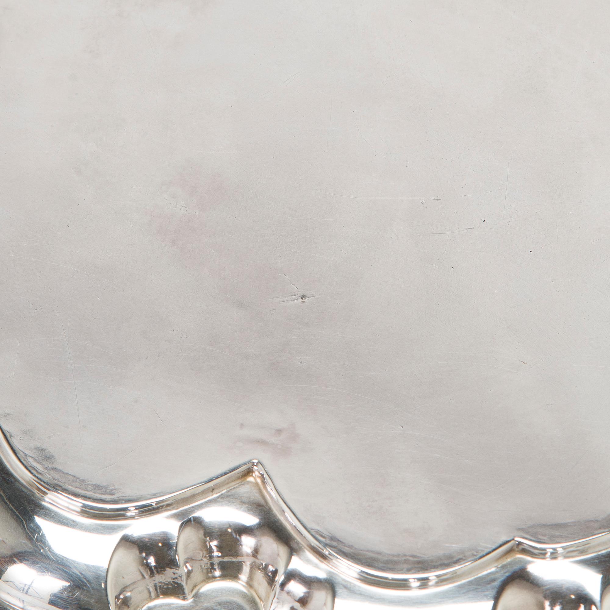 Brickbord, sterlingsilver och mahognyfaner, Mappin & Webb, London 1912, stommen av Paul Boman.