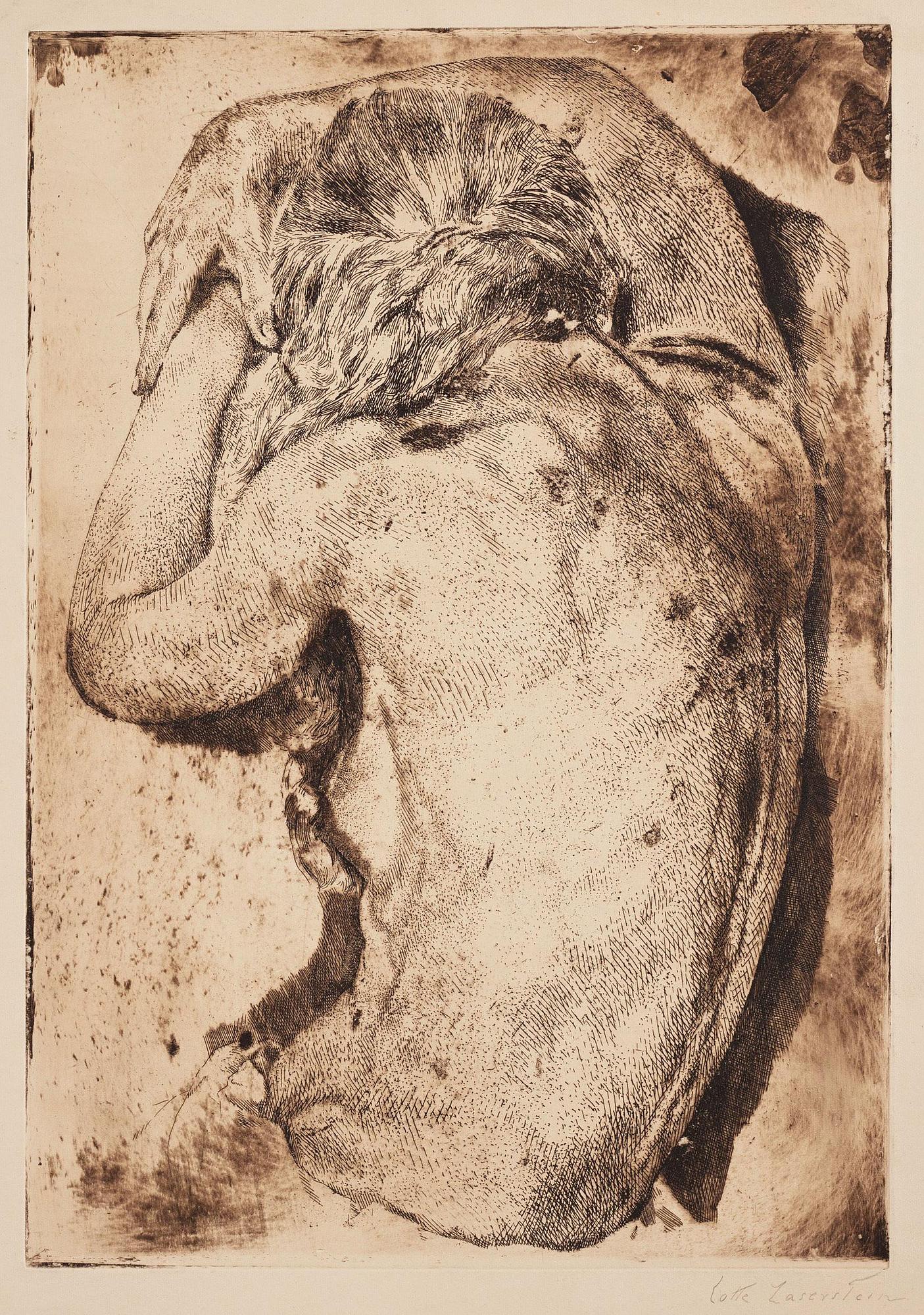 Lotte Laserstein, "Sitzender Rückenakt mit langen Haaren".