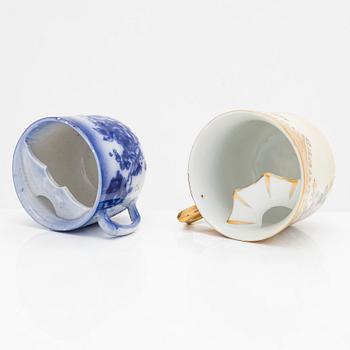 Mustaschkoppar, 24 par, porslin, bla England och Tyskland, 1800 och 1900-tal.