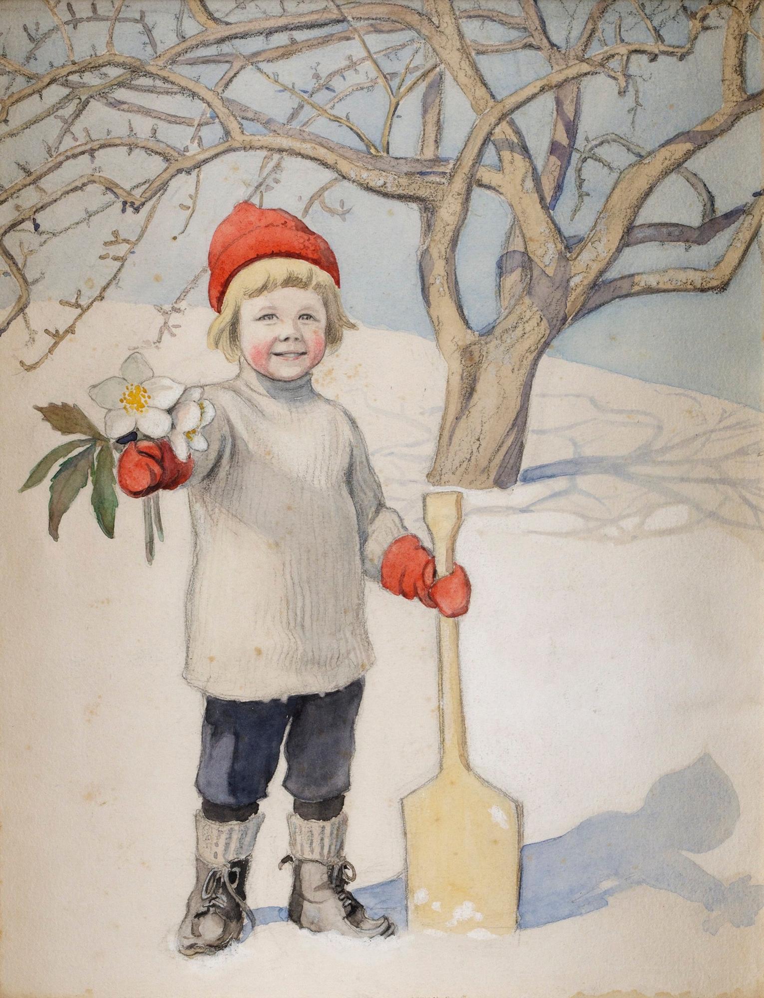 Elsa Beskow, Gosse med julrosor.