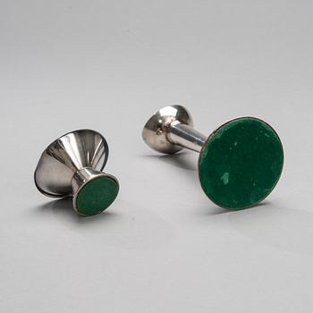 LJUSSTAKAR, 2 st, silver, GAB, Stockholm 1967 och 1968.
