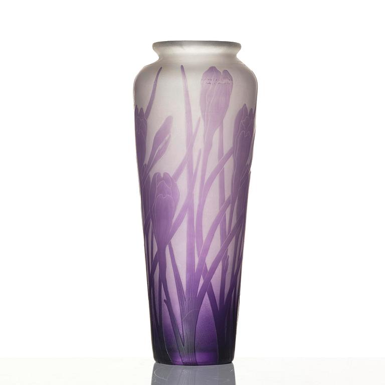 Karl Lindeberg, vas, överfångsglas, Kosta, jugend, ca 1909, modell 128, efter förlaga av Alf Wallander.