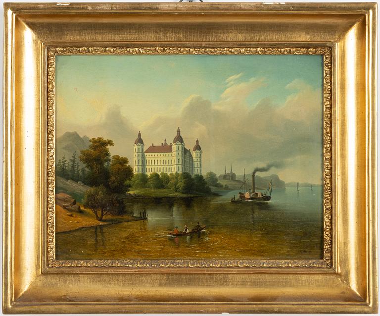 Carl Abraham Rothstén, Figures and boats on Skofjärden in Mälaren by Skokloster Castle.