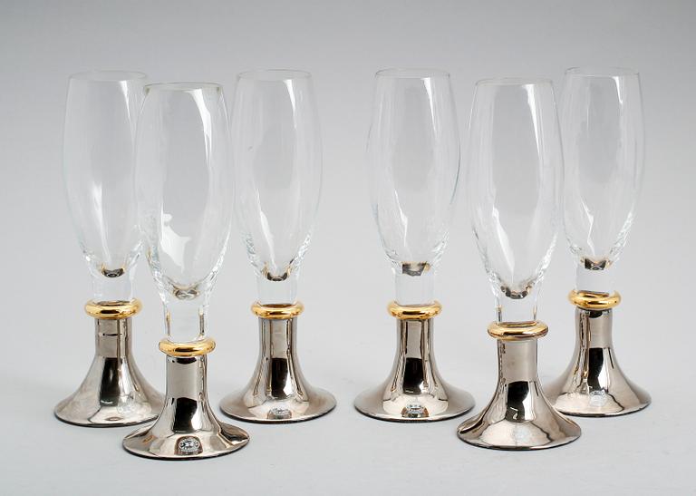 CHAMPAGNEGLAS, 6 st, "Gala", Margareta Hennix, Reijmyre.
