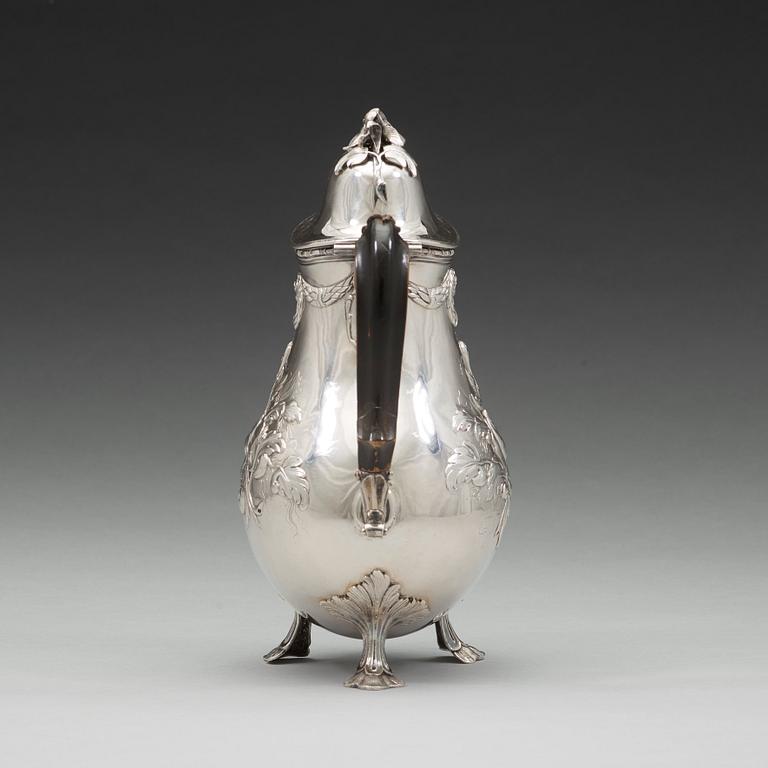 A Swedish 18th century silver coffee-pot, mark of Erik Malm, Malmö 1780.