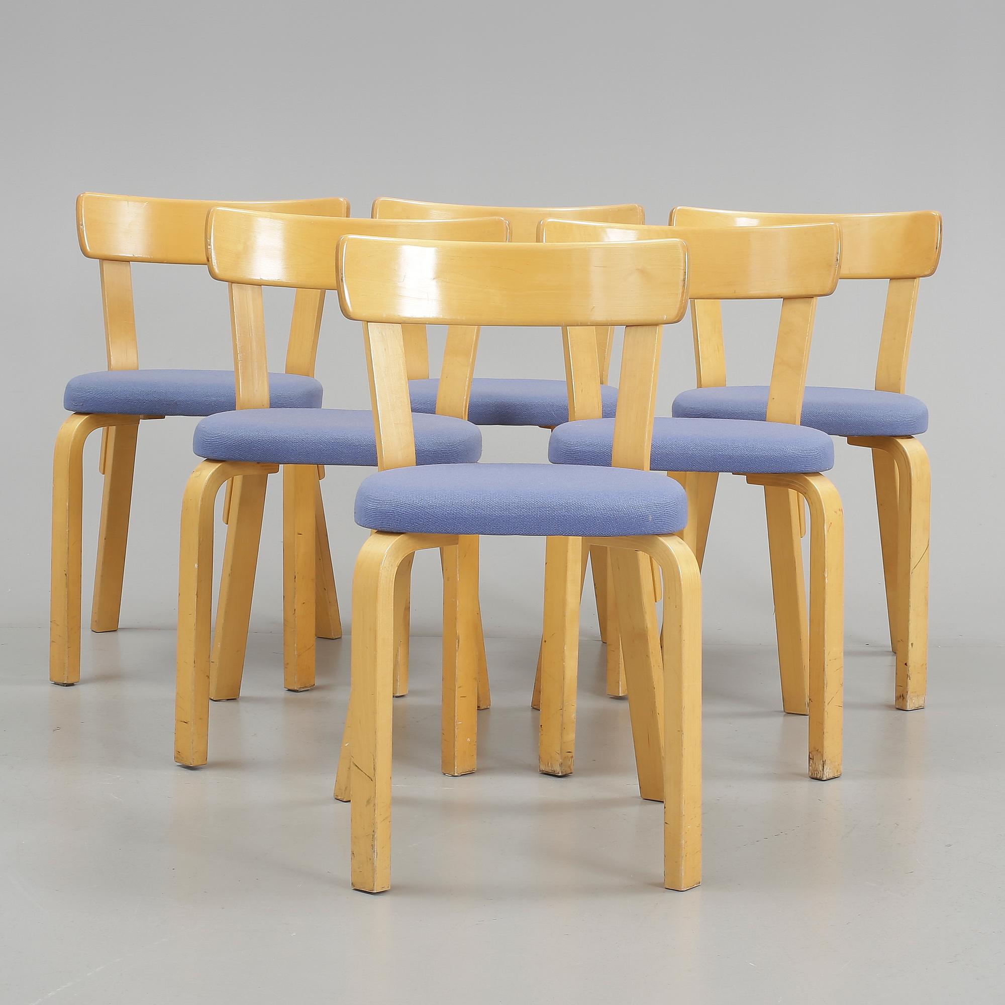 STOLAR, 6 st, modell 69, Alvar Aalto, Artek, Formgiven 1935.