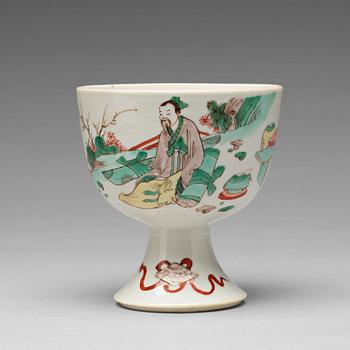 A famille verte stem cup, Qing dynasty, Kangxi (1662-1722).