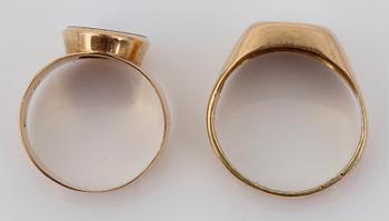 KLACKRINGAR, 2 st, 18 k guld. Vikt ca 6,3g.