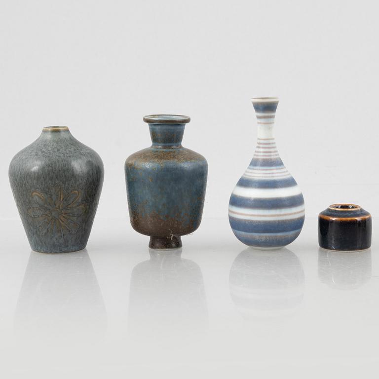 Gunnar Nylund, five stoneware vases and Carl-Harry Stålhane, five stoneware vases, Rörstrand.