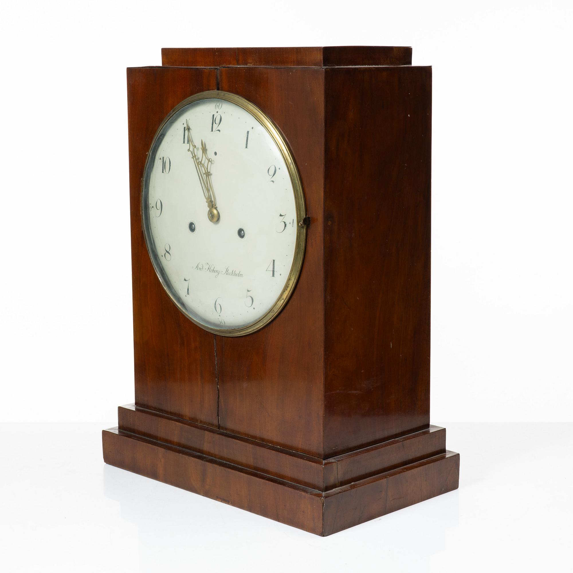 A table clock, the dial signed anders Moberg, Sweden, 19th century.