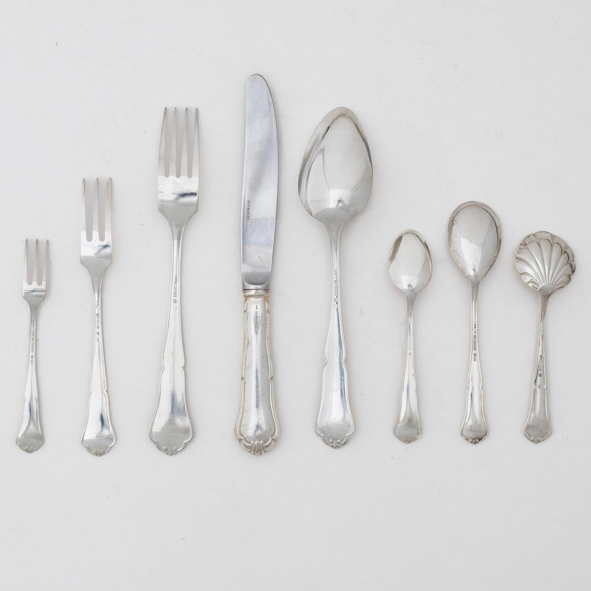 Bestickservis, 81 delar, silver 830, modell Chippendale, KPL, 1994.