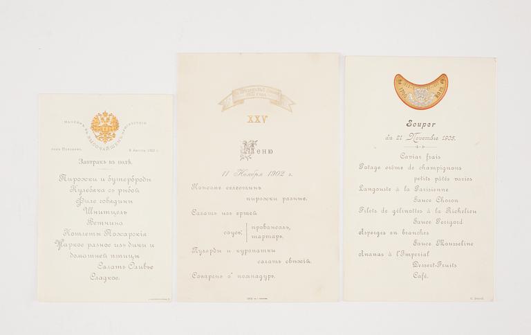 KEJSERLIGA REGEMENTSMENUER OCH MUSIKPROGRAM, Ryssland 1890-1913. (9).