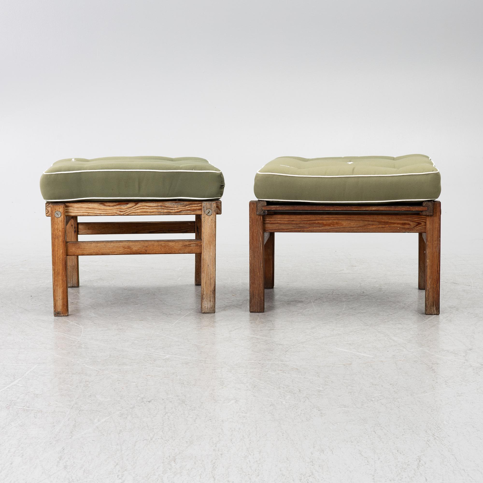 Elsa Stackelberg, a pair of garden armchairs with ottomans, Fri Form, Edsbruk, 1980s.