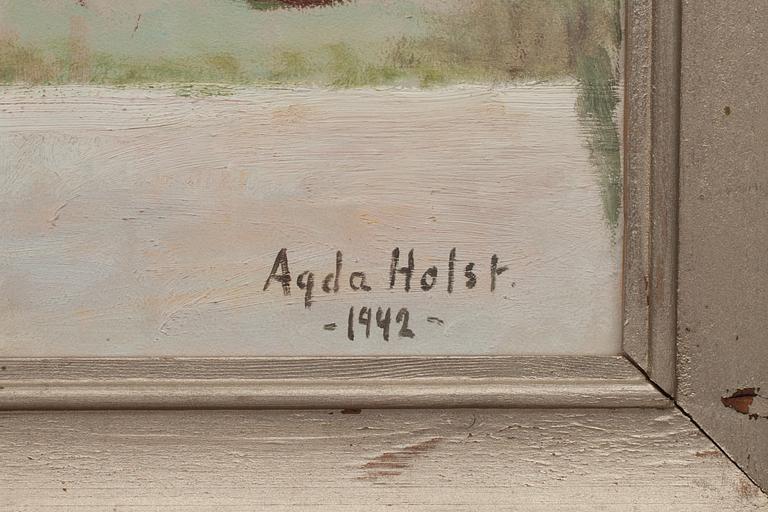 AGDA HOLST, oljemålning på pannå, signerad och daterad 1942.