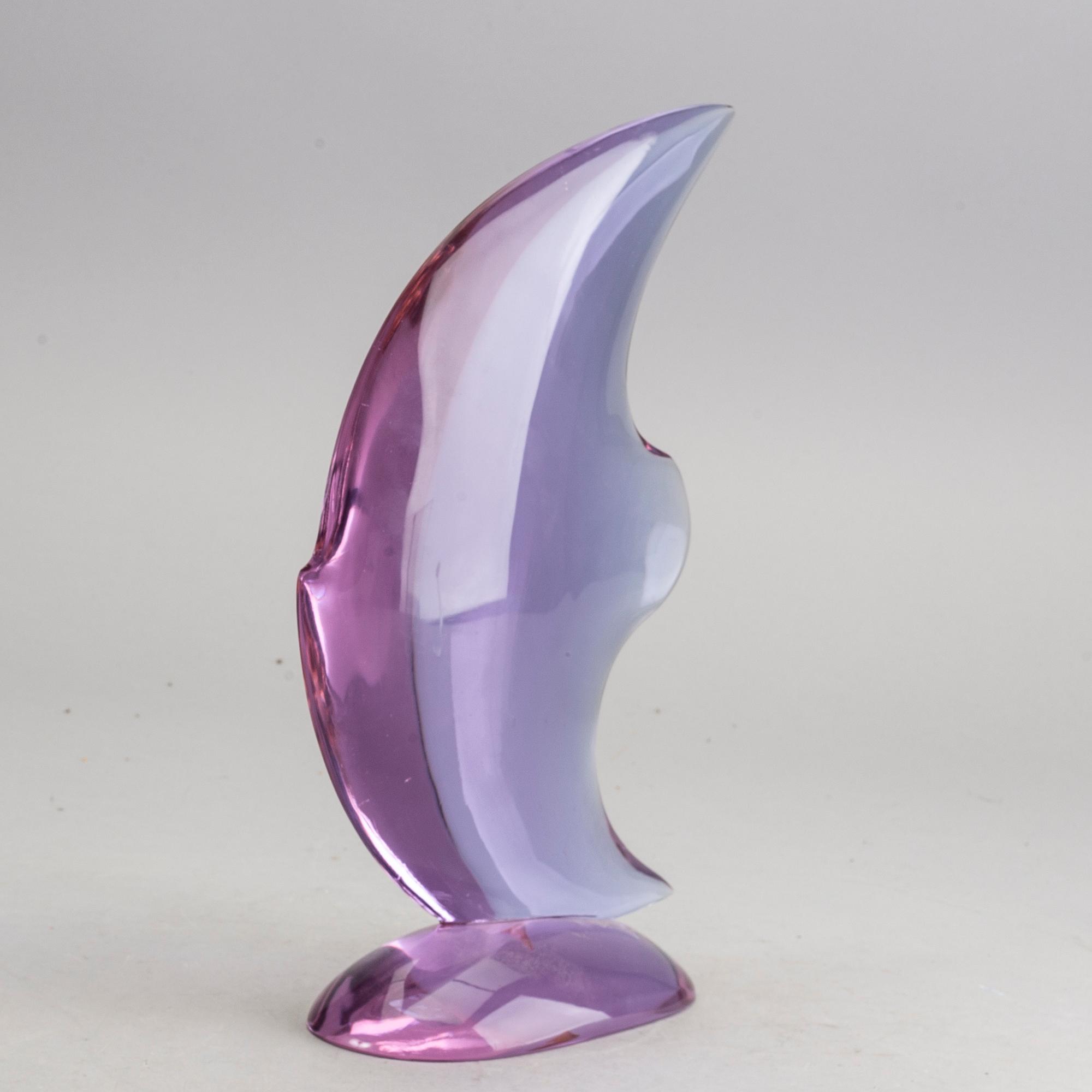 An 1950/60:s glass sculpture 'Pesce' by Flavio Poli for Seguso Vetri d’Arte, Murano Italy.