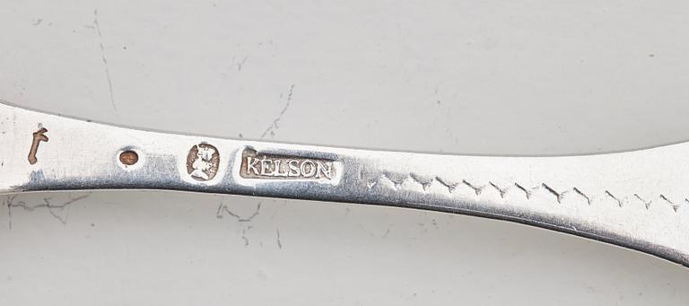 A set of six Swedish 18th century silver dinner-forks, mark of Kilian Kelson, Stockholm 1752-1754.