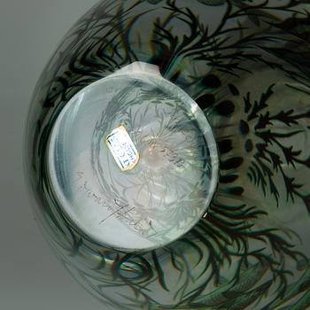 An Edward Hald 'fish graal' glass vase, Orrefors 1947.