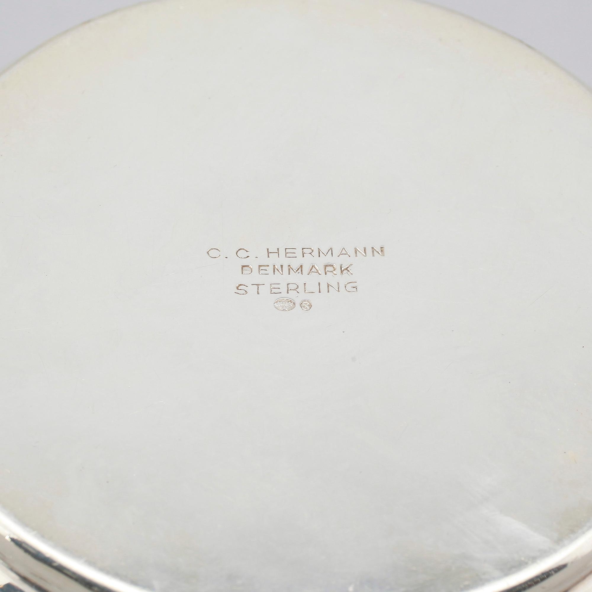 KAFFESERVIS, 3 delar, sterlingsilver, CC Hermann, Danmark. Vikt ca 689 gram.