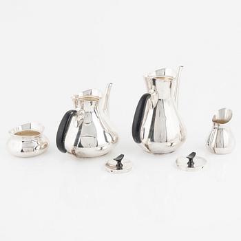 Hans Bunde, kaffe- och teservis, nysilver, 4 delar, Cohr, Danmark 1950-tal.