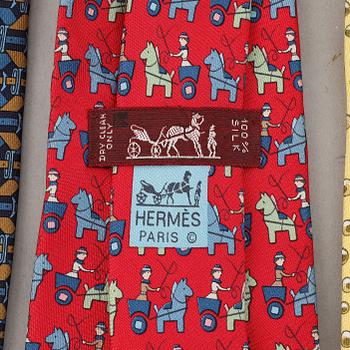 Hermès, three silk ties.