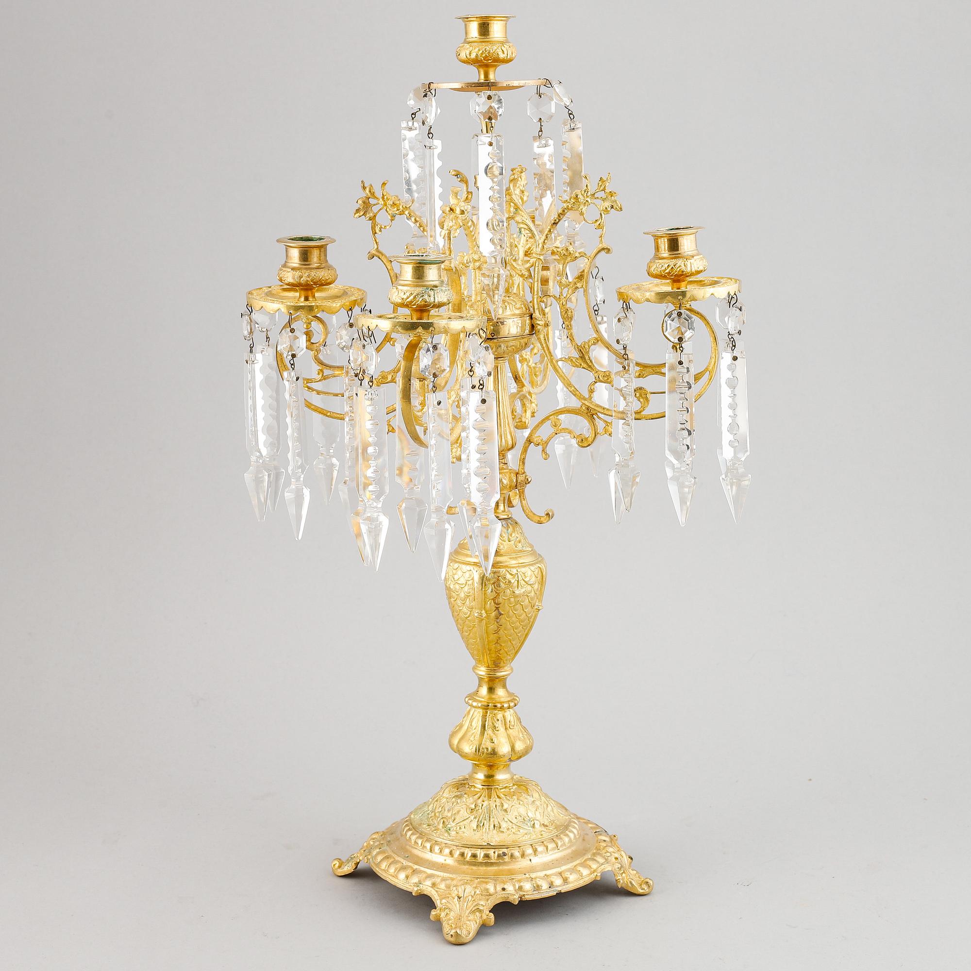 Kandelaber, mässing, oscariansk, 1800-talets slut.